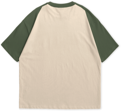 Plain Sand + Sage Green / Oversized Raglan T-Shirt - Image 2