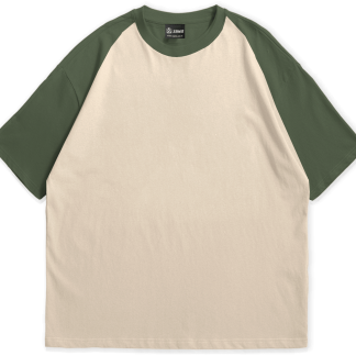 Plain Sand + Sage Green / Oversized Raglan T-Shirt