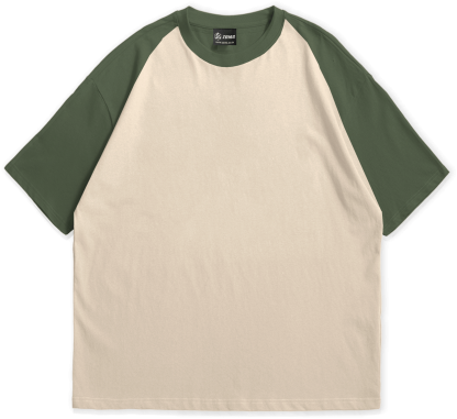 Plain Sand + Sage Green / Oversized Raglan T-Shirt